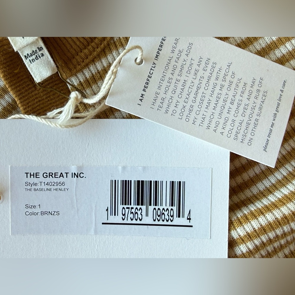 NWT The Great Baseline Henley in Bronze size 1 small - Picture 11 of 11